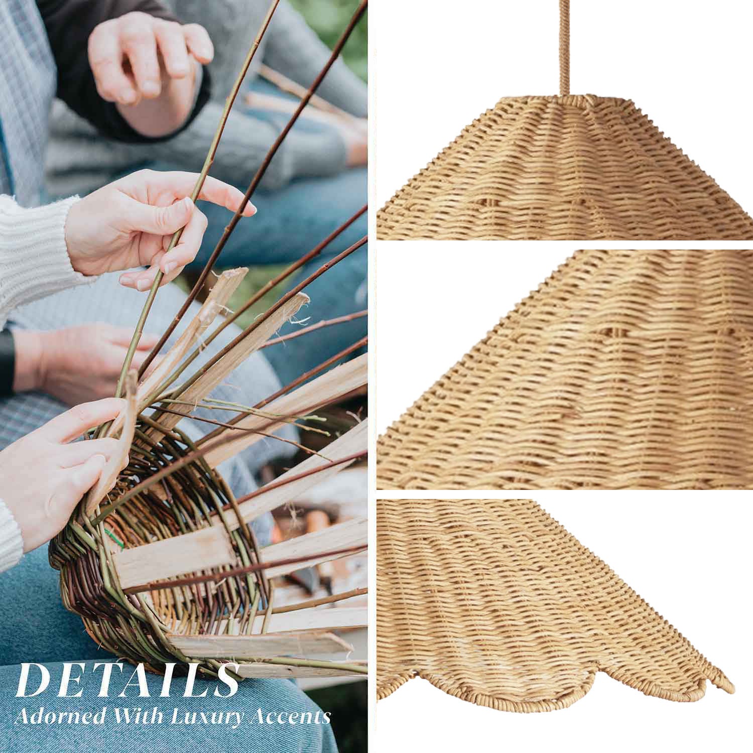 Daisy Cone Rattan Pendant Light