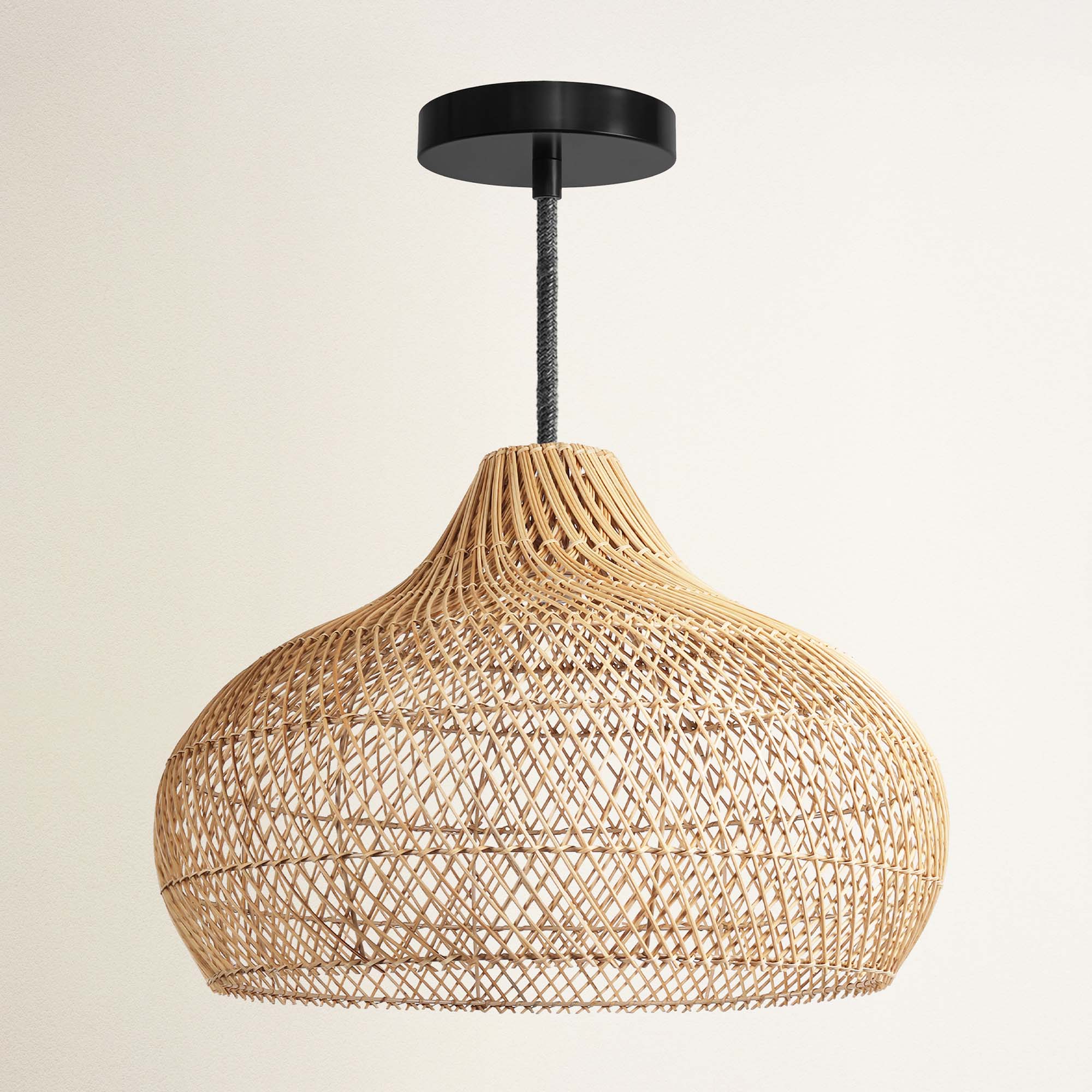 rowabi kloe outdoor hardwire black woven pendant light with black fixture