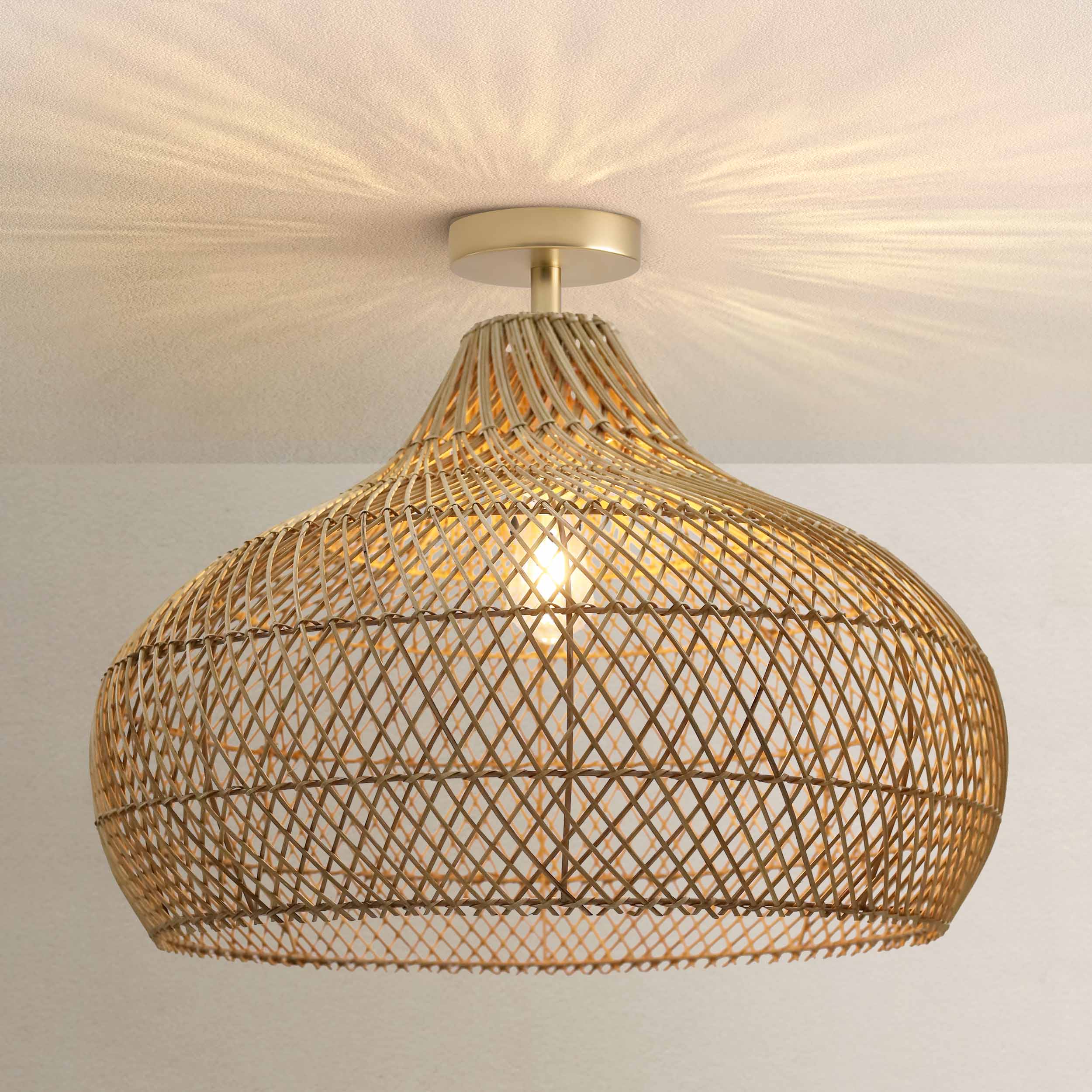 Kloe Rattan Flushmount Light
