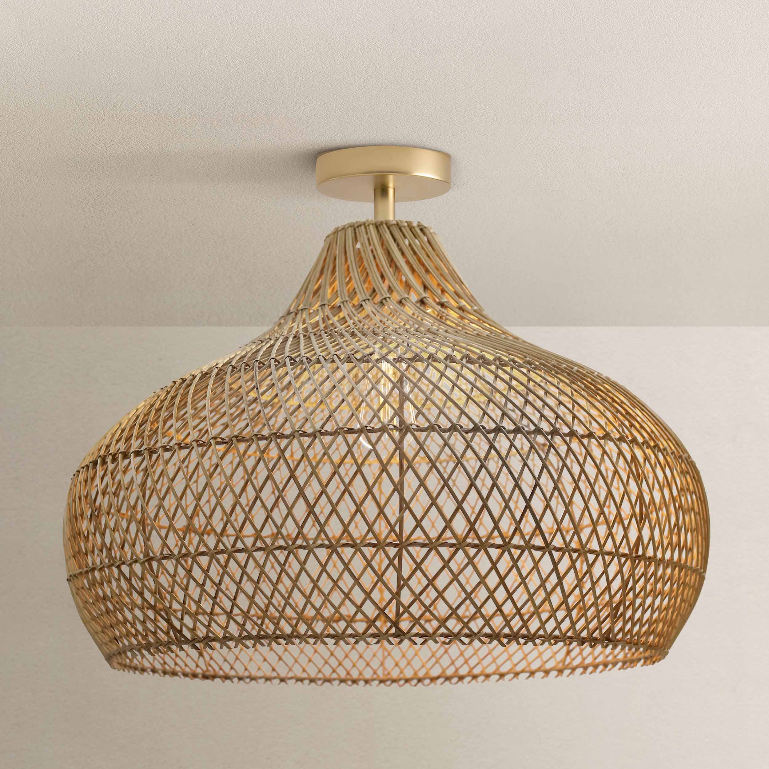 Kloe Rattan Flushmount Light