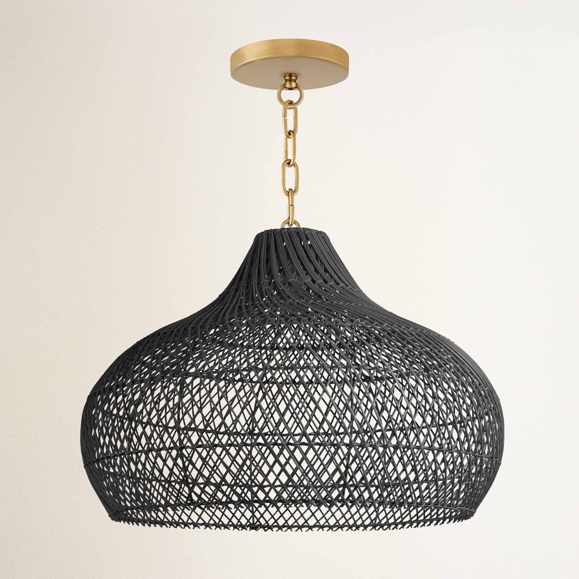rowabi latigo hardwire black woven pendant light with gold chain