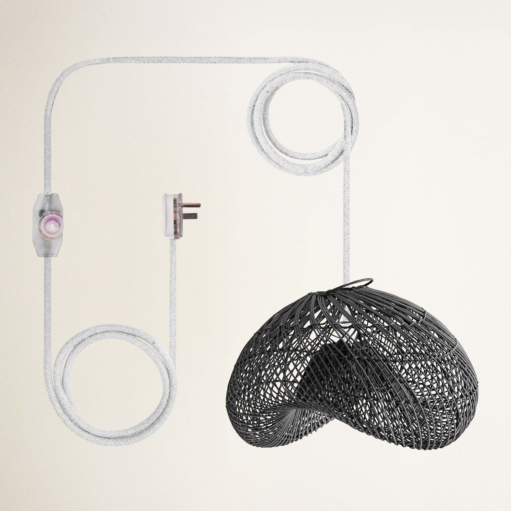 rowabi lucian plug-in white and woven chair with white cable and plug