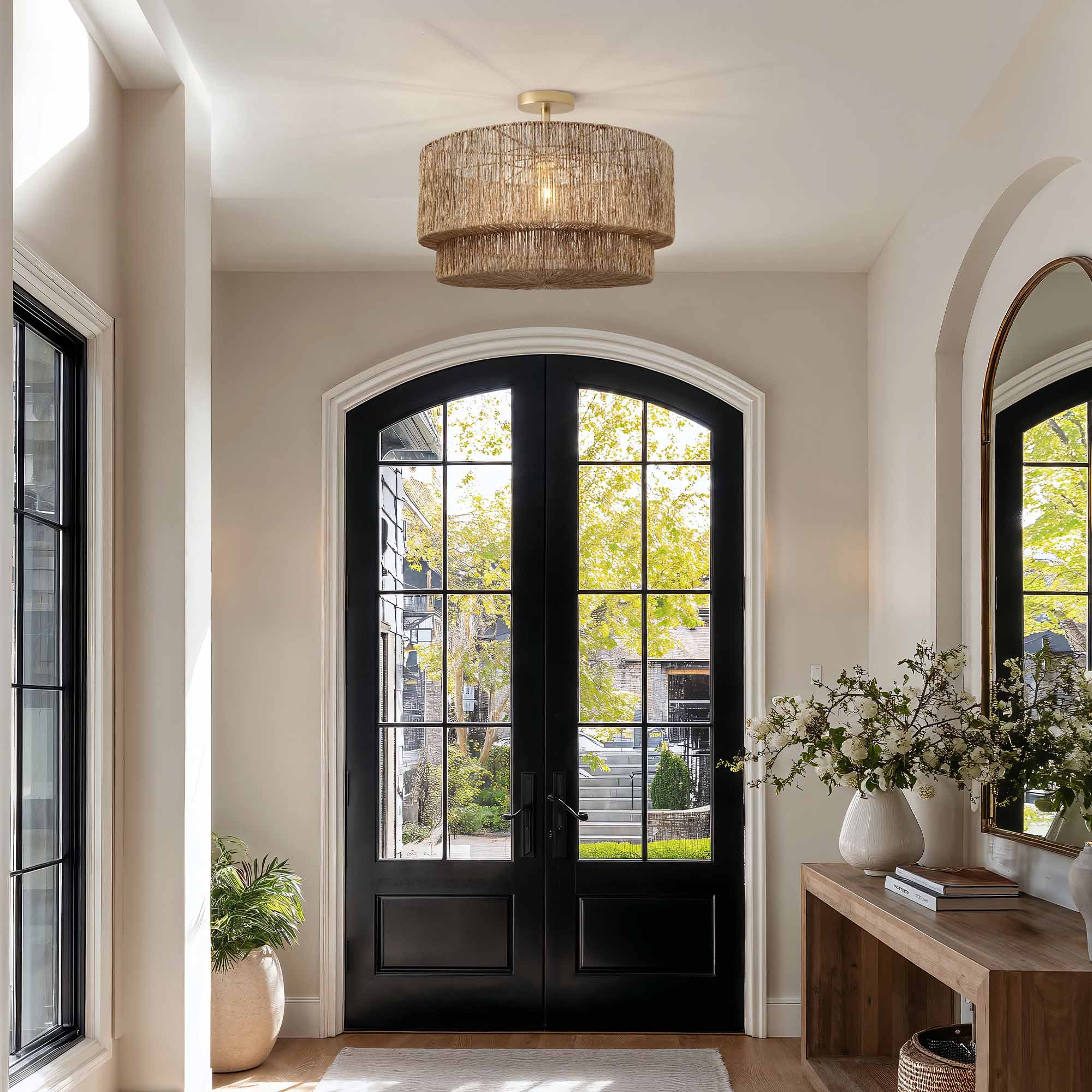 rowabi luminous pendant light for hallway flush mount setting