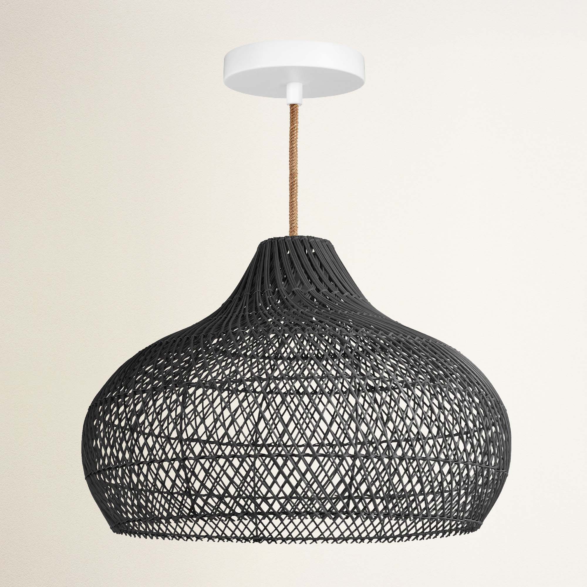 rowabi outdoor latigo hardwire natural black woven pendant light