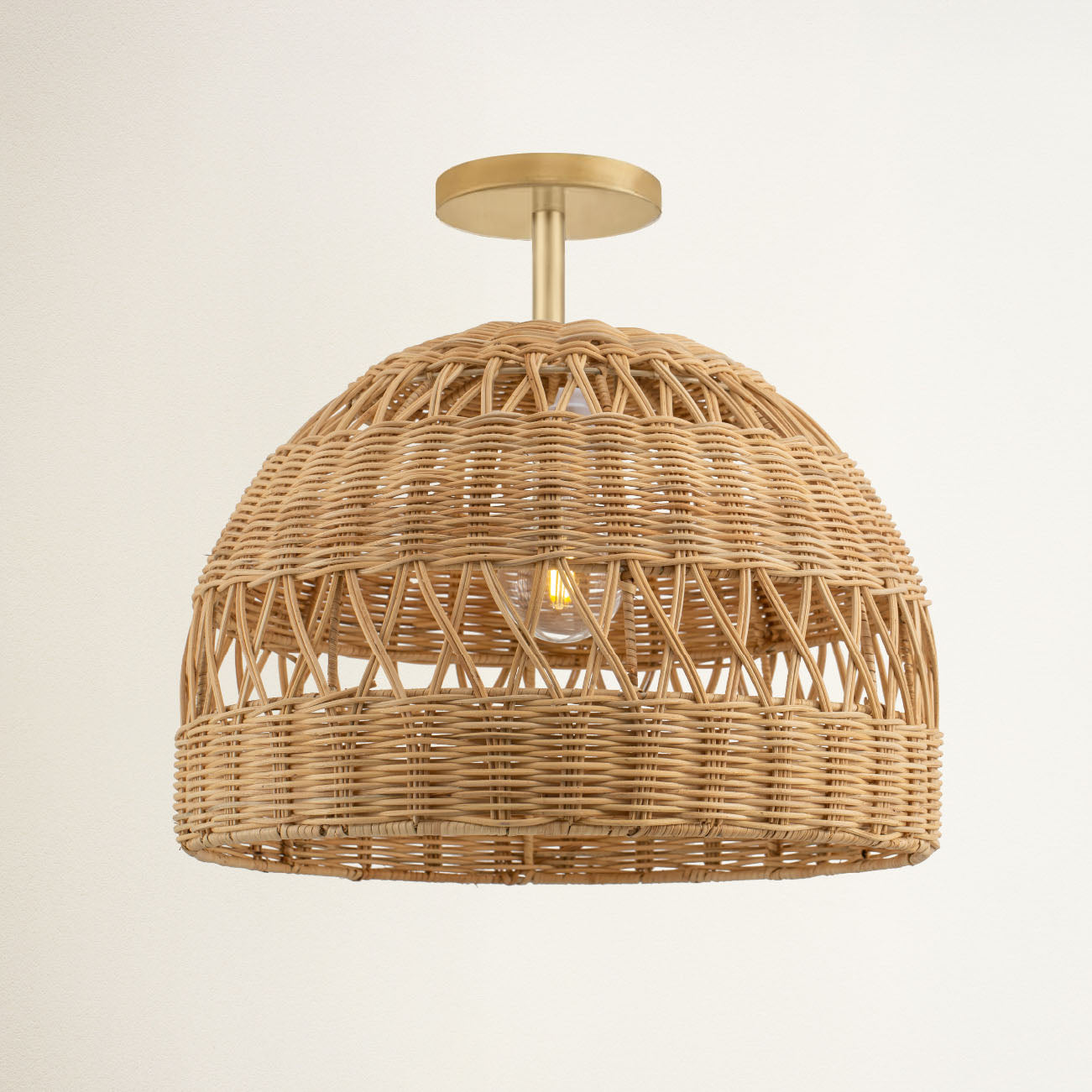 Radiant Rattan Flush Mount Light