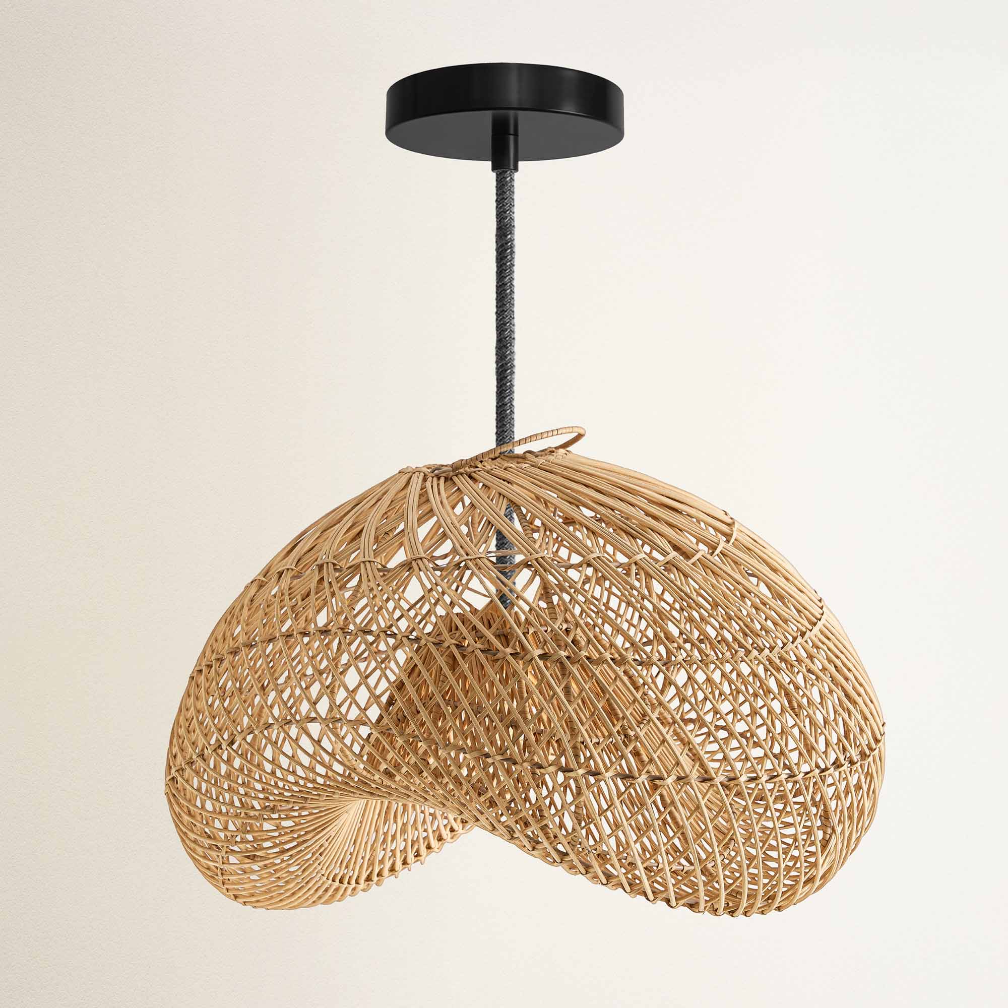 rowabi sepherina hardwire black woven pendant light with black fixture