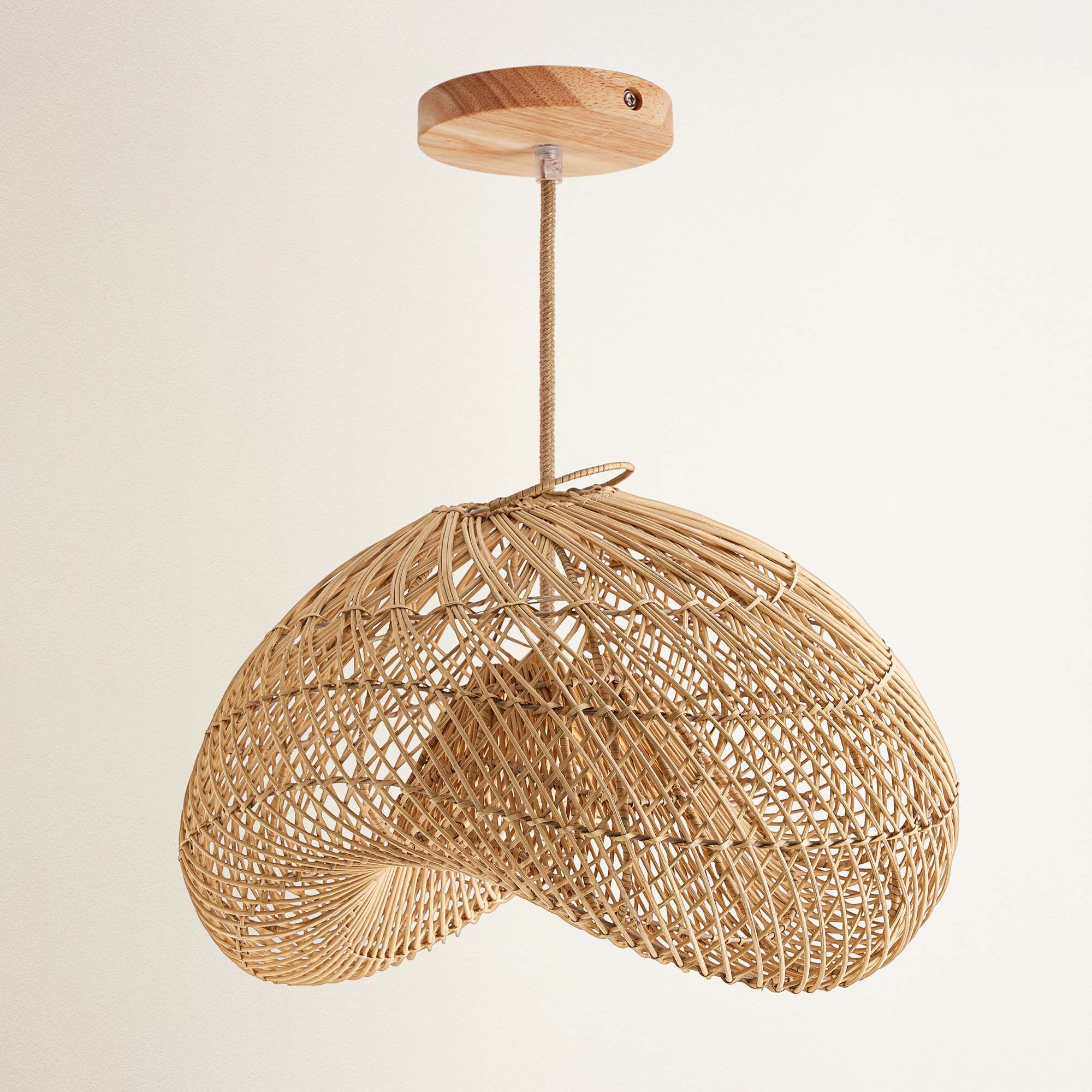 rowabi sepherina hardwire natural woven pendant light with wooden finish