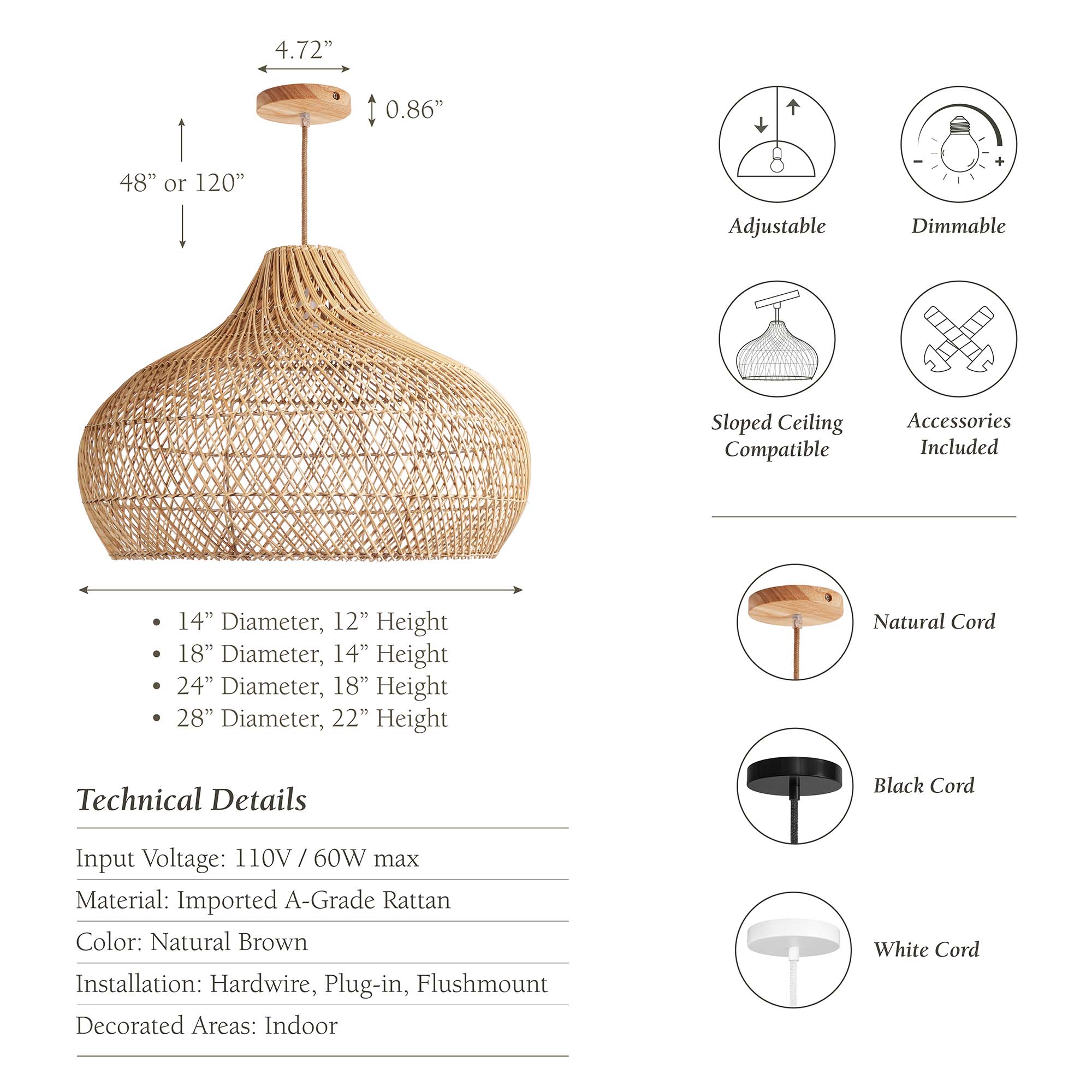 Kloe Rattan Pendant Light