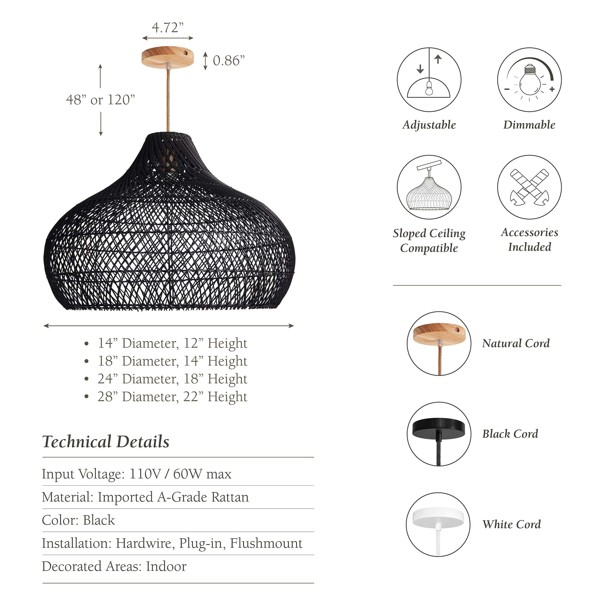 Latigo Rattan Pendant Light