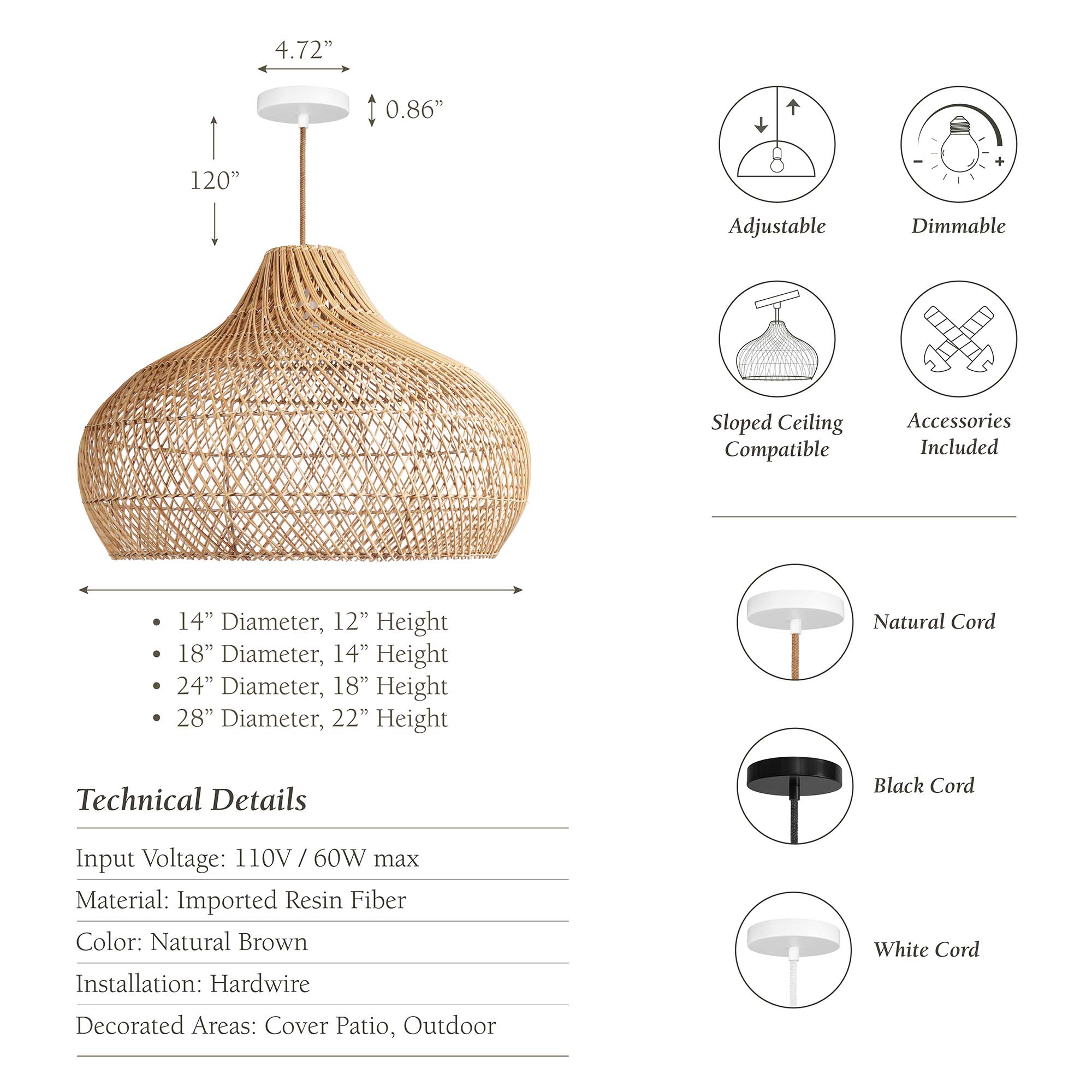 Outdoor Kloe Rattan Pendant Light