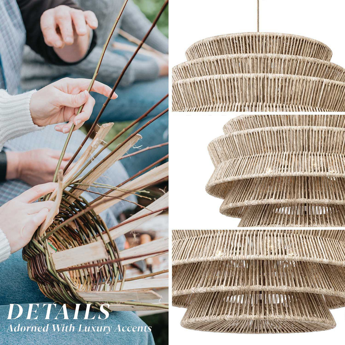rowabi veronica white rattan pendant light detail