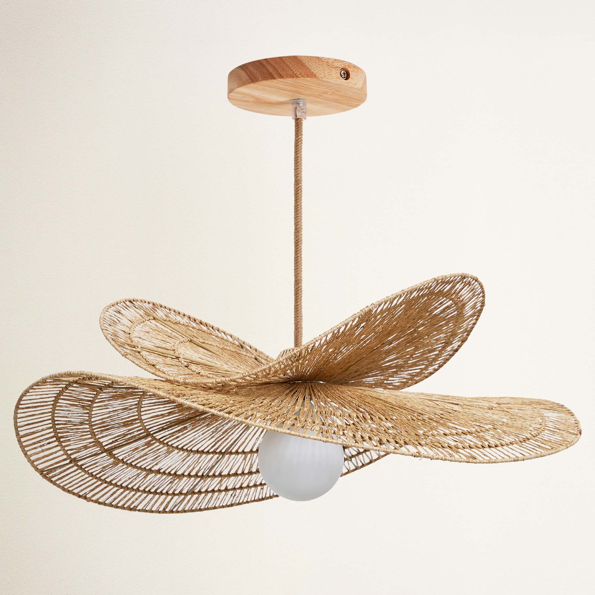 rowabi whisper leaf hardwire natural with wooden fixture