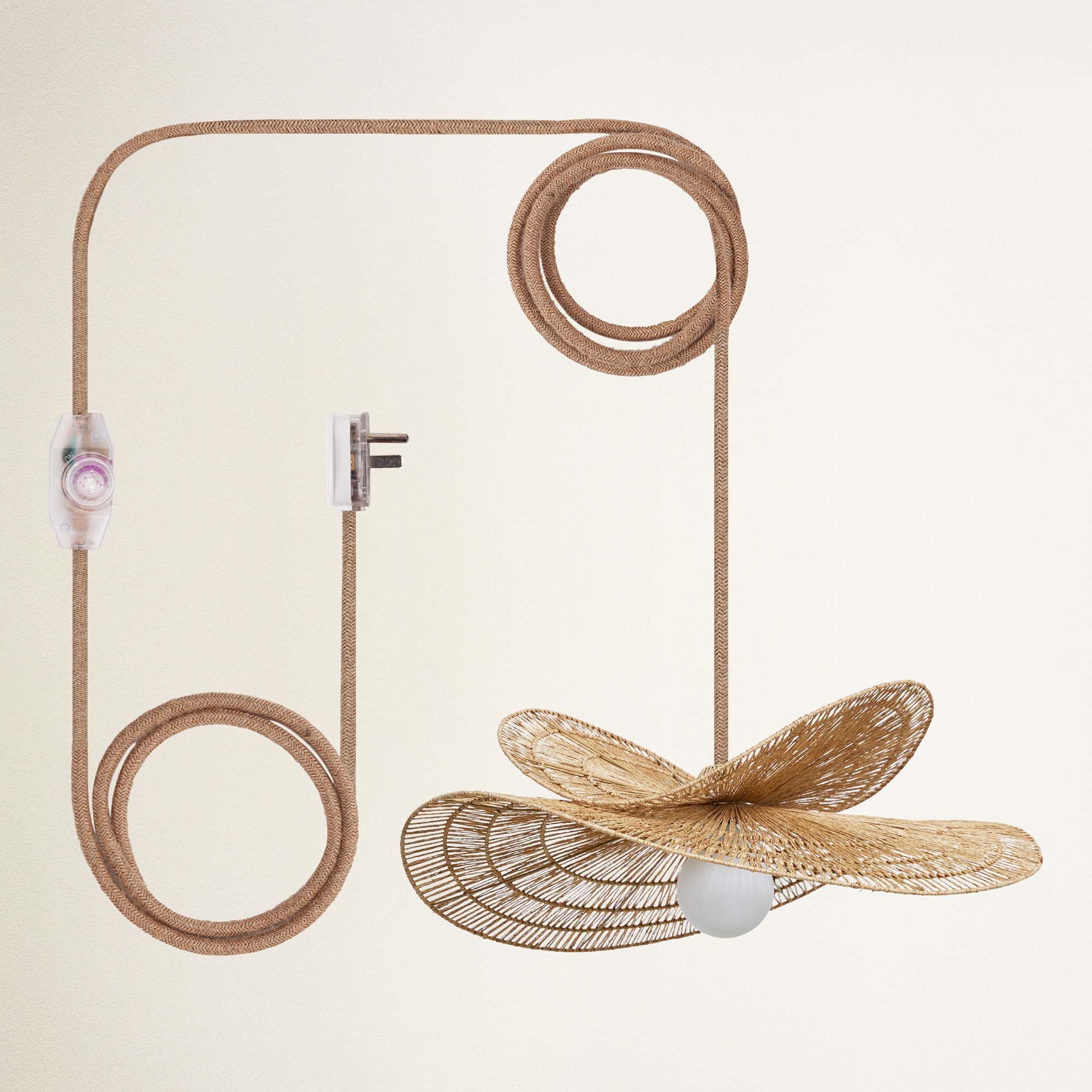 rowabi whisper leaf plug in natural decorative wall light fixture with wicker design