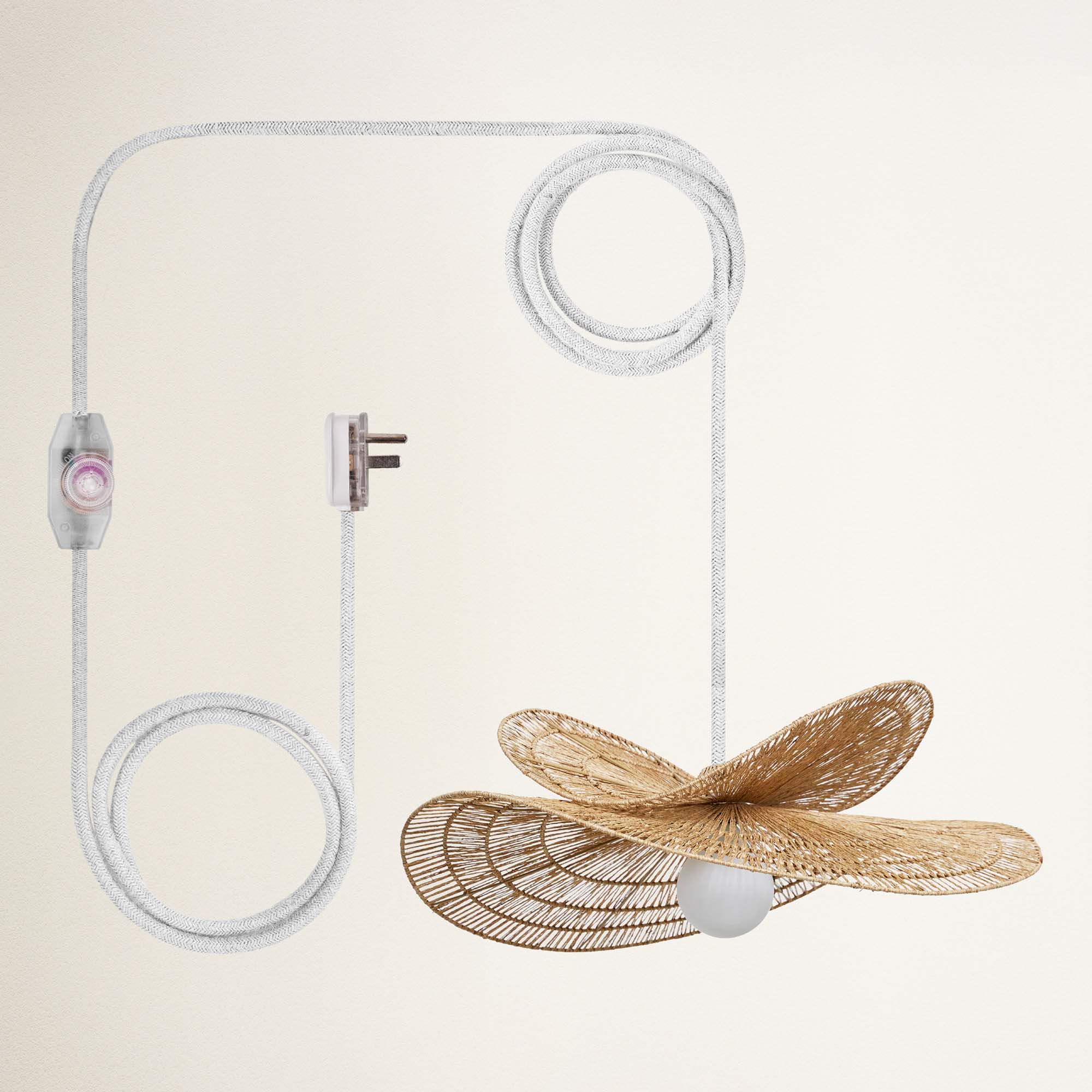 rowabi whisper leaf plug in white with a decorative wing-like design