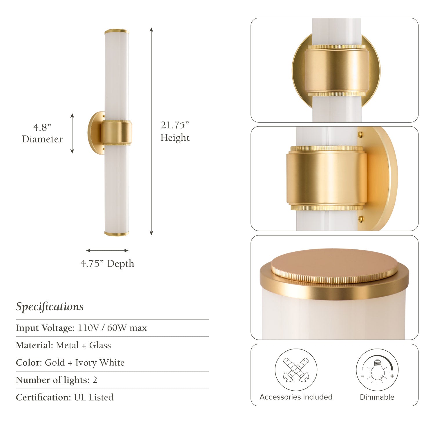 Saber Double Glass Sconce