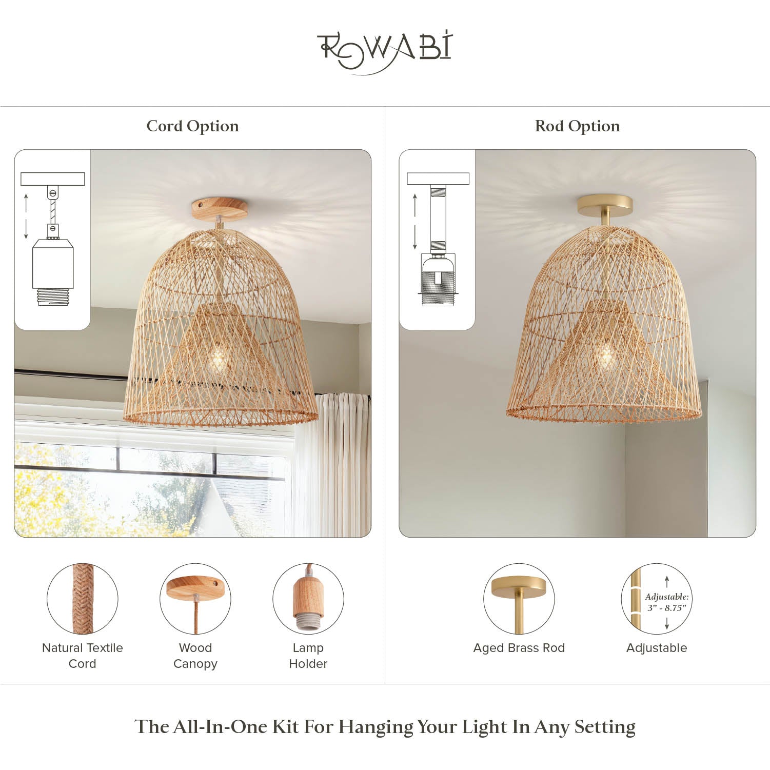 Santa Barbara Rattan Flush Mount Light