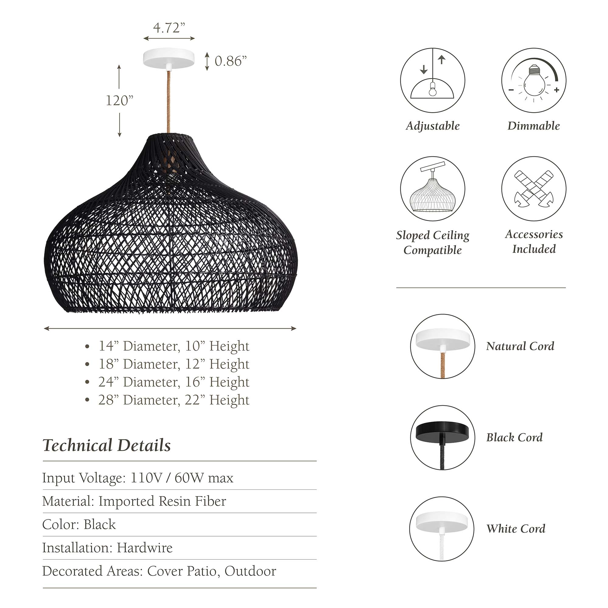 Outdoor Latigo Rattan Pendant Light