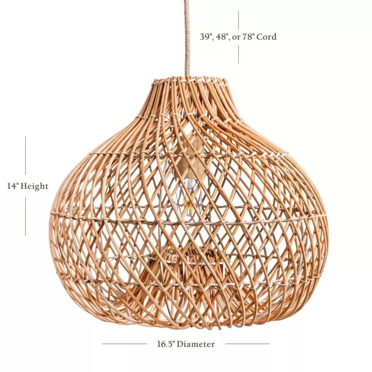 Ombra Dome Rattan Pendant Light - Rowabi